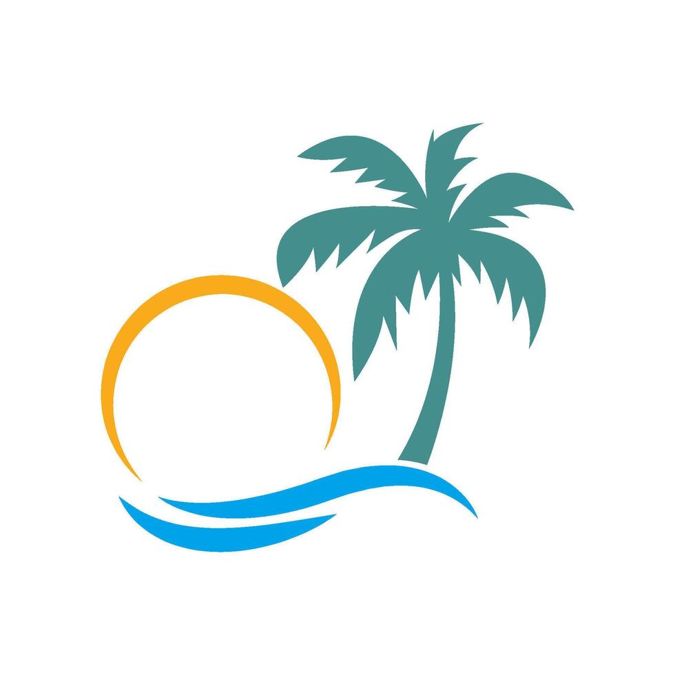 A palm tree and sun logo vector