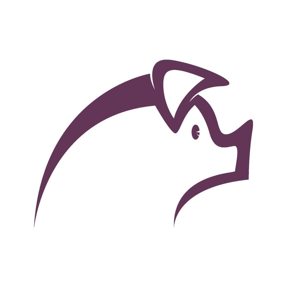 A pig head logo with purple lines vector