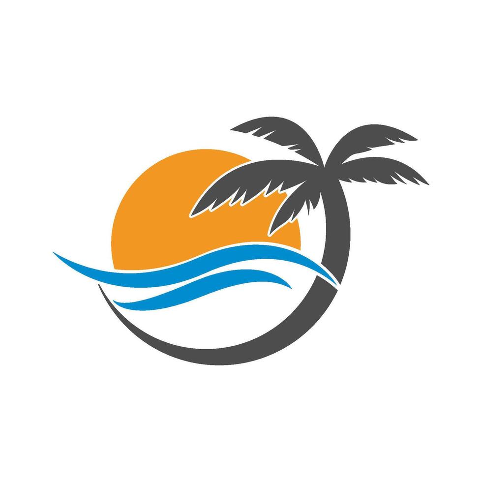 A palm tree and the sun in the background vector
