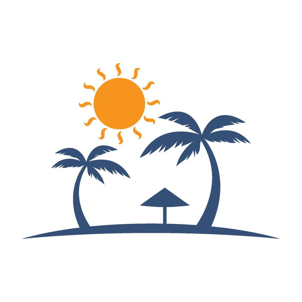 Tropical island with palm trees and sun vector