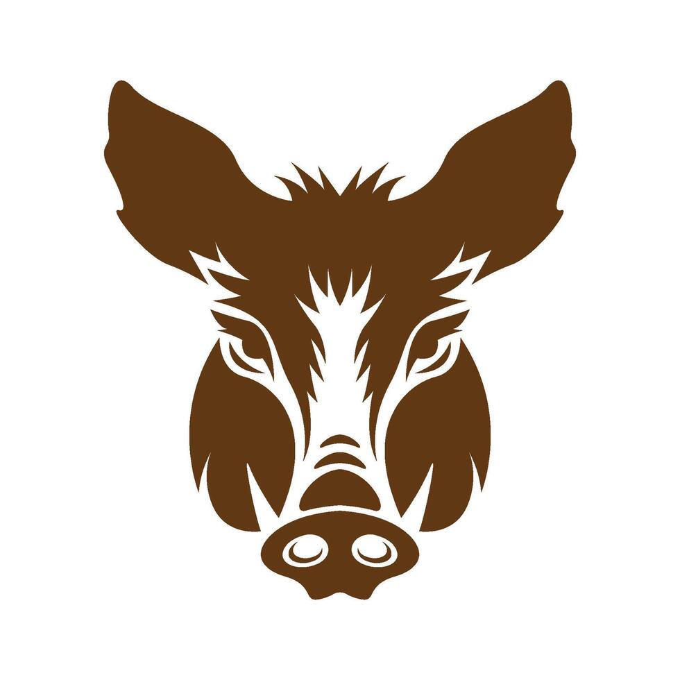 Wild boar head silhouette on white background vector