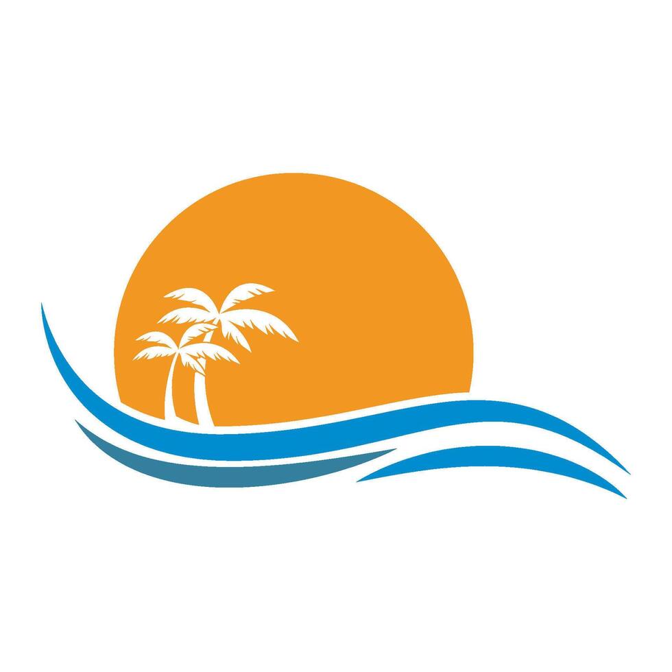 Tropical beach palm tree logo illustration vector