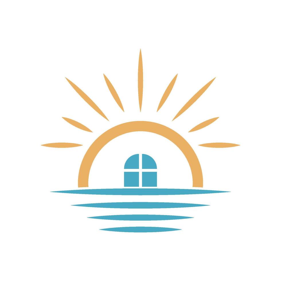 Sunrise house logo design illustration vector