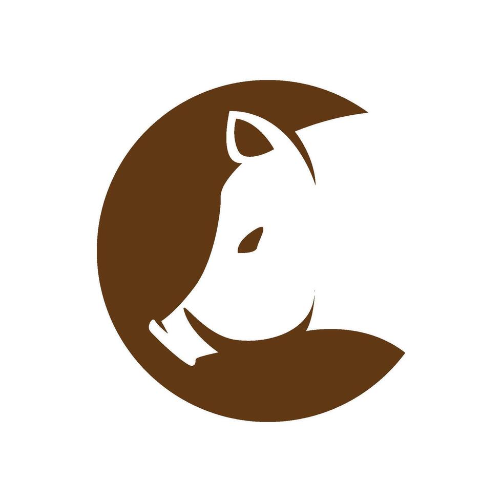 A pig head logo with a brown circle vector