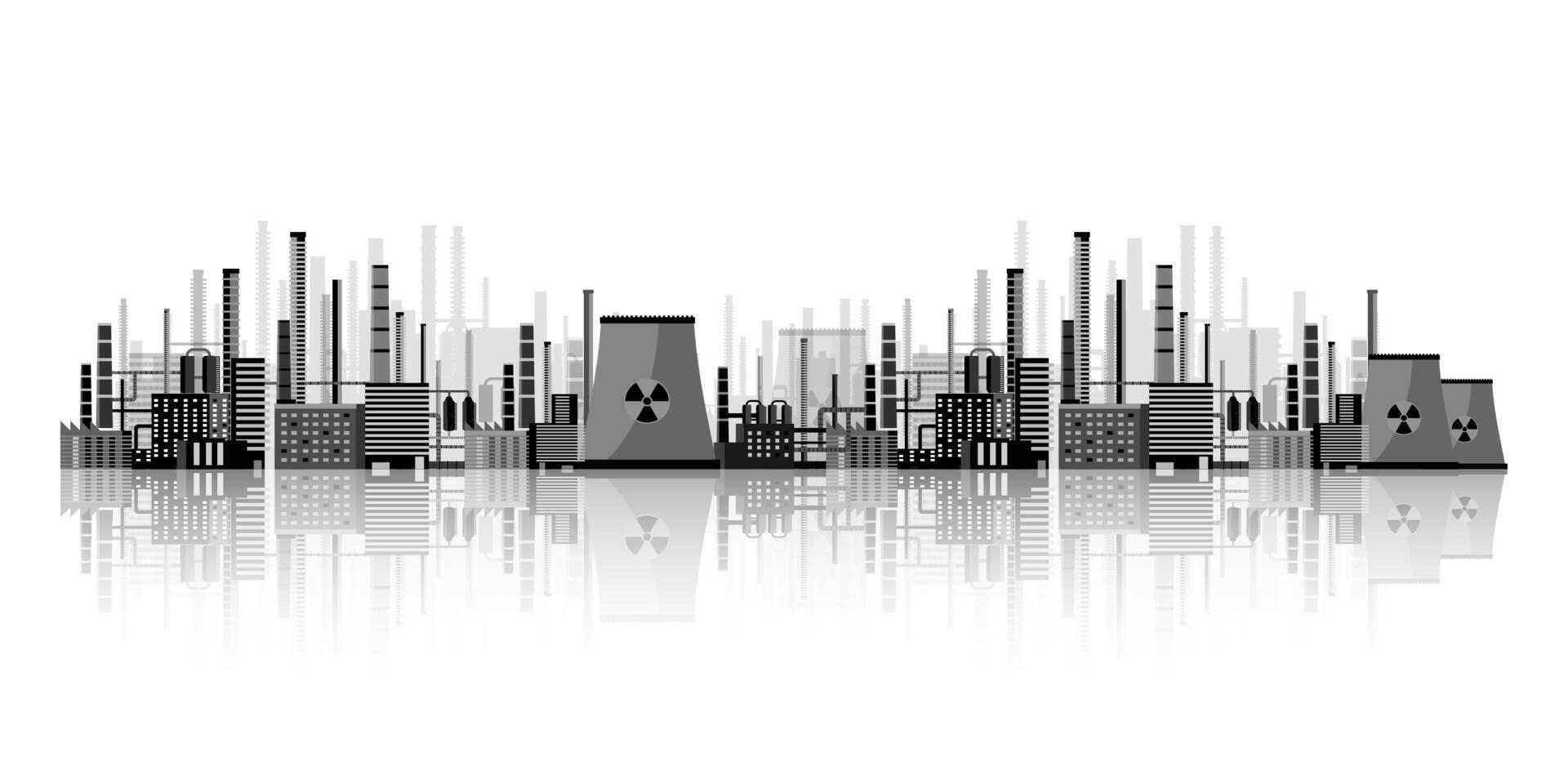 Urbanization, industrial background. Pipeline. Air pollution. Oil and gas fuel. illustration. vector