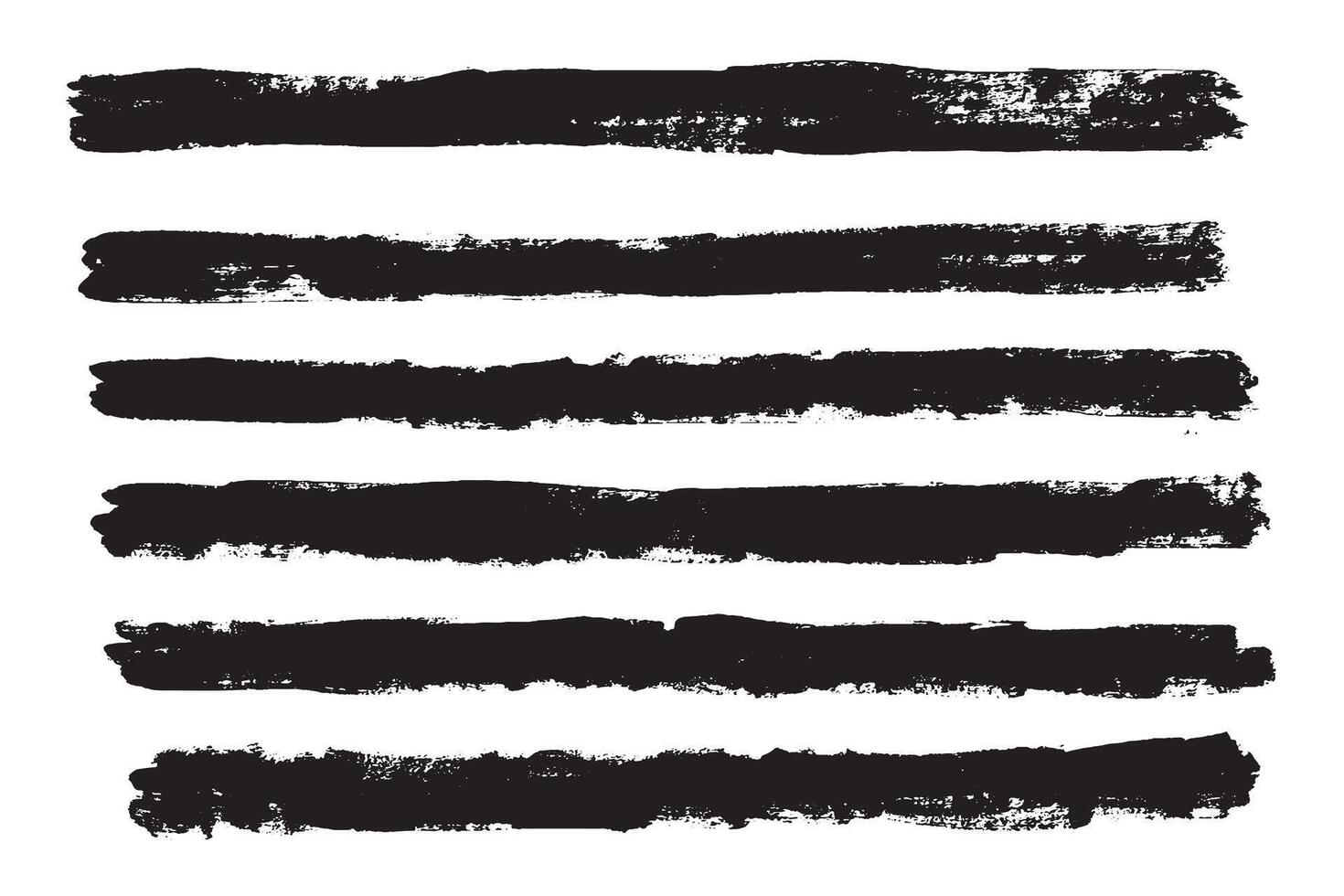 Set of Grunge Black Horizontal Brush Strokes vector