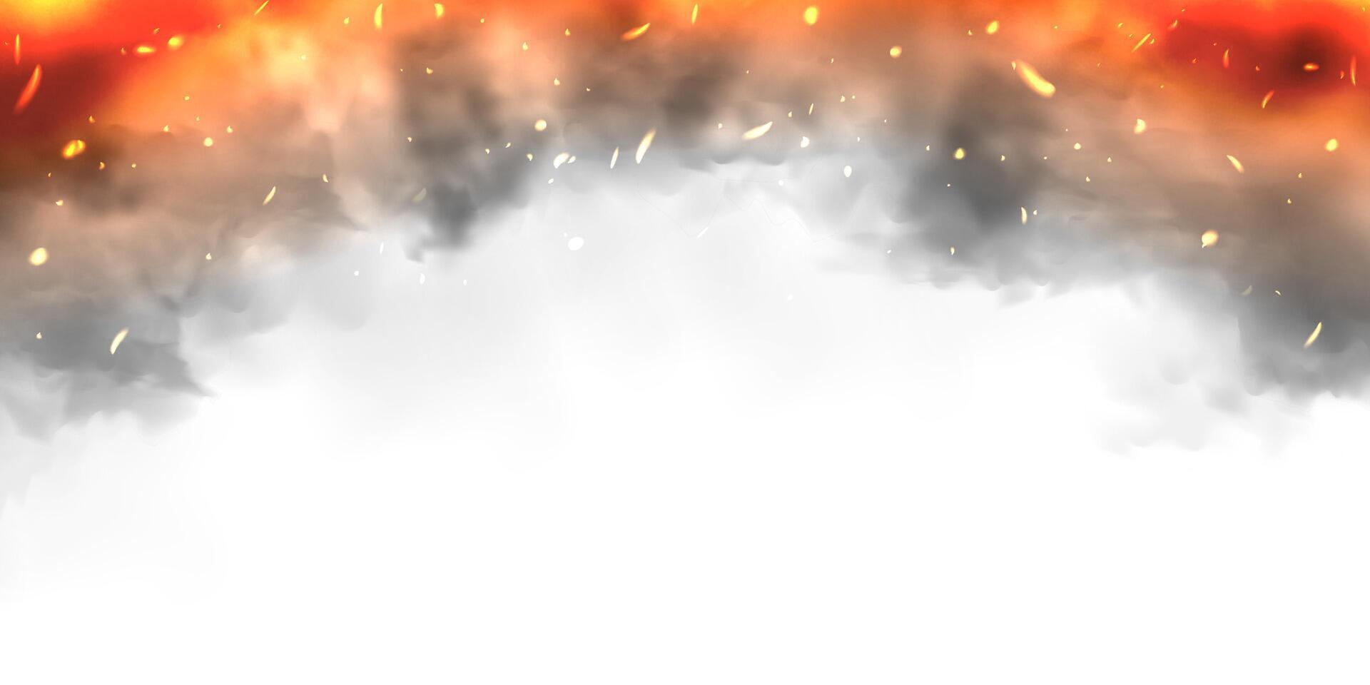 Black realistic smoke, dust clouds isolated on white background. Dirty polluted smog or fog. Air pollution, mist effect. Smoke from fire or explosion. illustration vector
