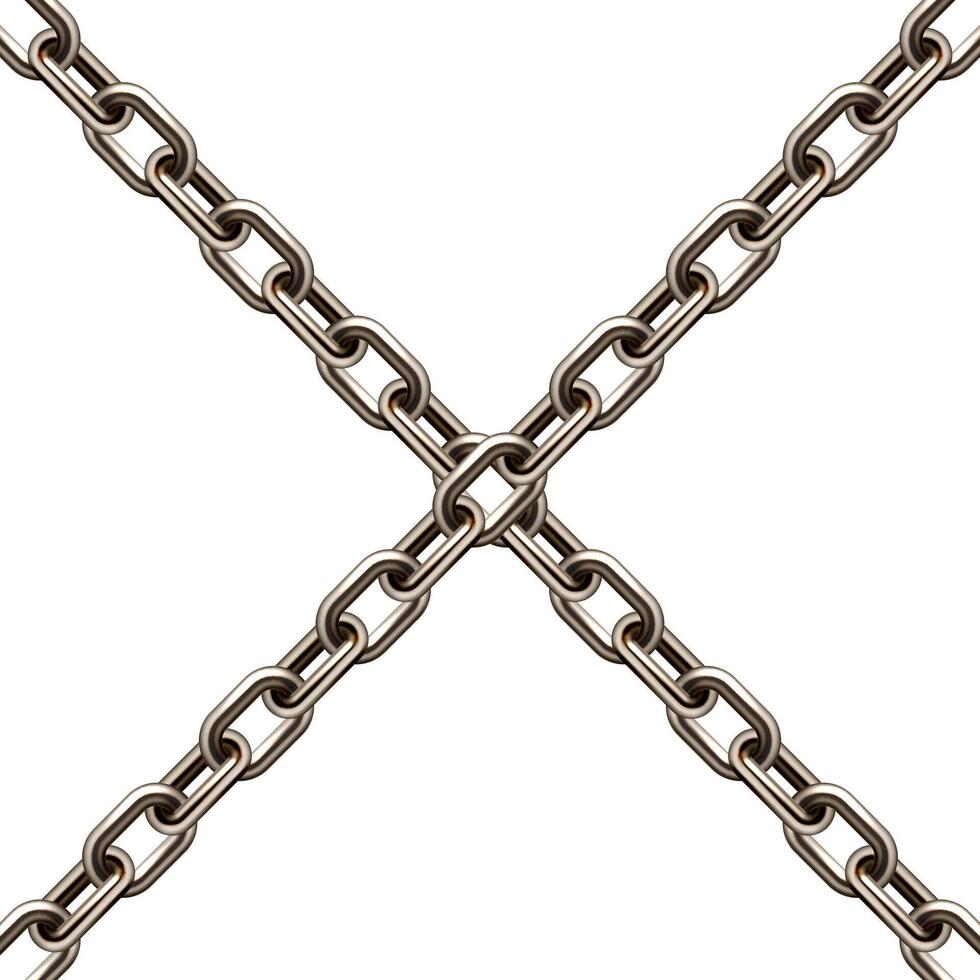 Realistic brown metal chain with old rusty links isolated on white background. Heavy steel chain for industrial use. illustration vector