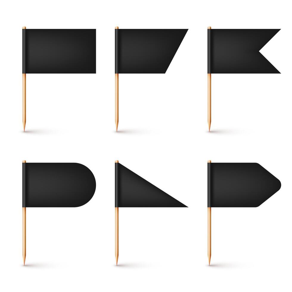 Set of black flags in different shapes vector