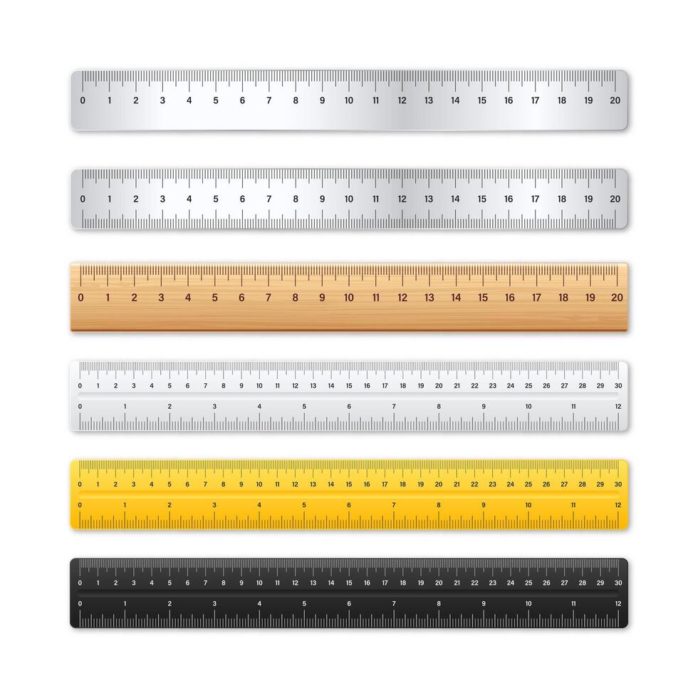 Colorful rulers for measuring dimensions vector