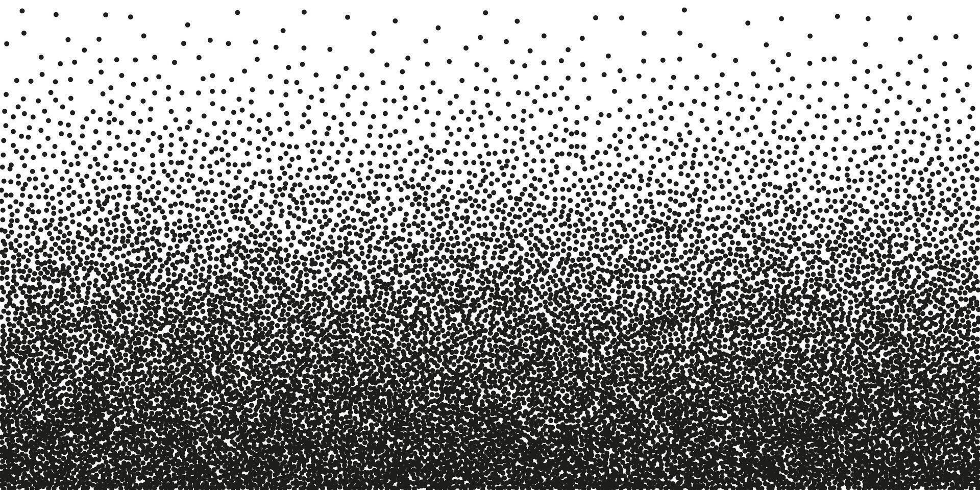 Stipple pattern, dotted geometric background. Stippling, dotwork drawing, shading using dots. Pixel disintegration, random halftone effect. White noise grainy texture. illustration vector