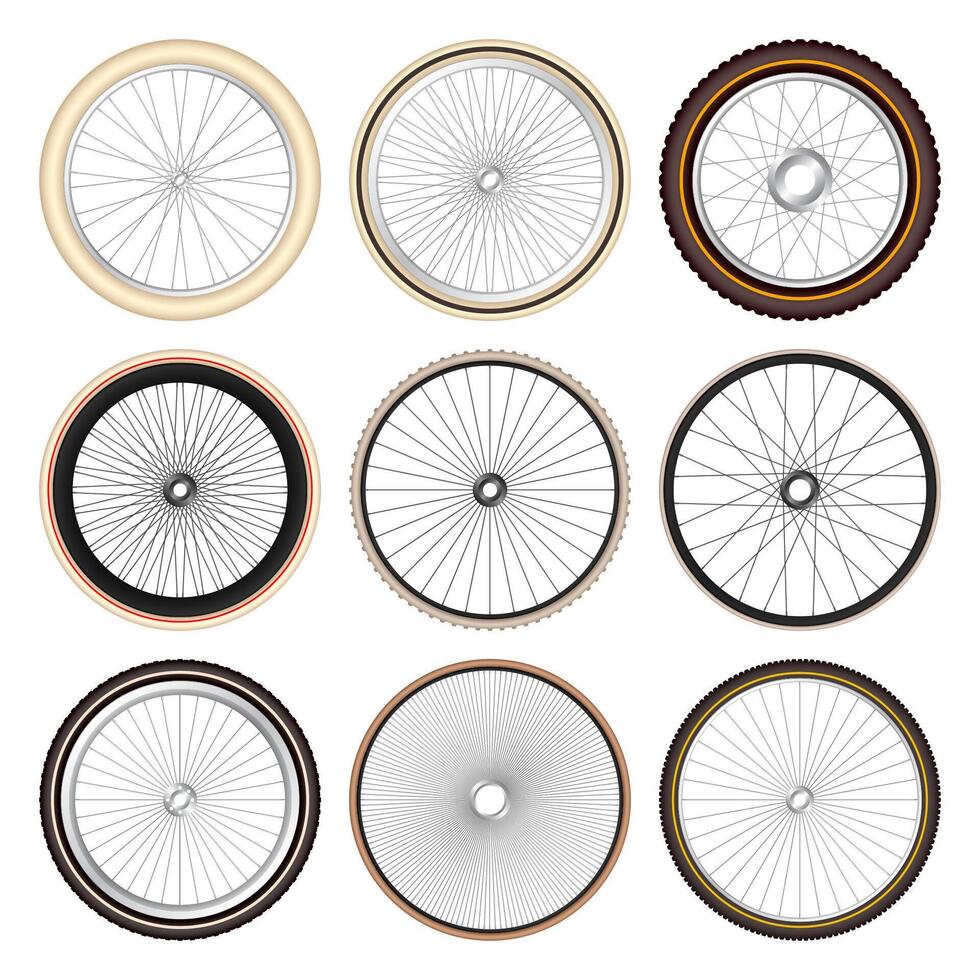 Different bicycle wheel illustrations vector