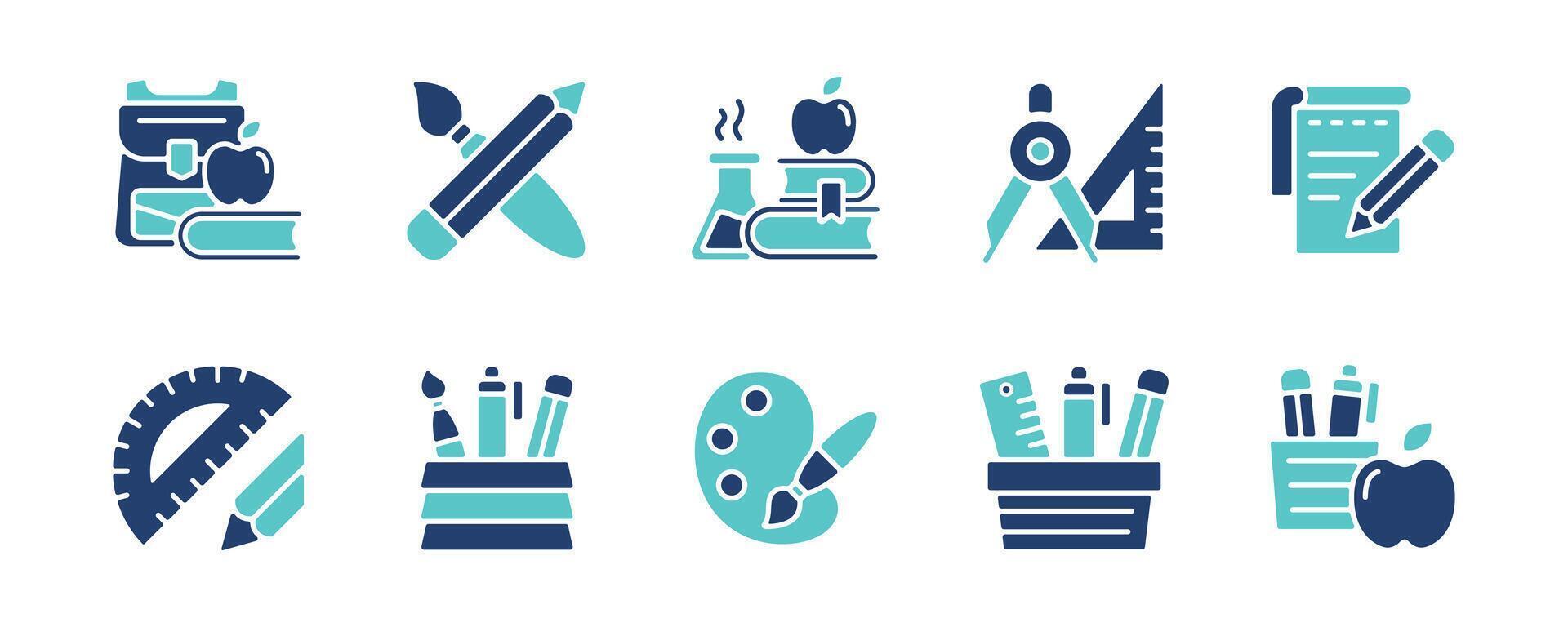 school stationery supply icon set back to school education school equipment element illustration vector