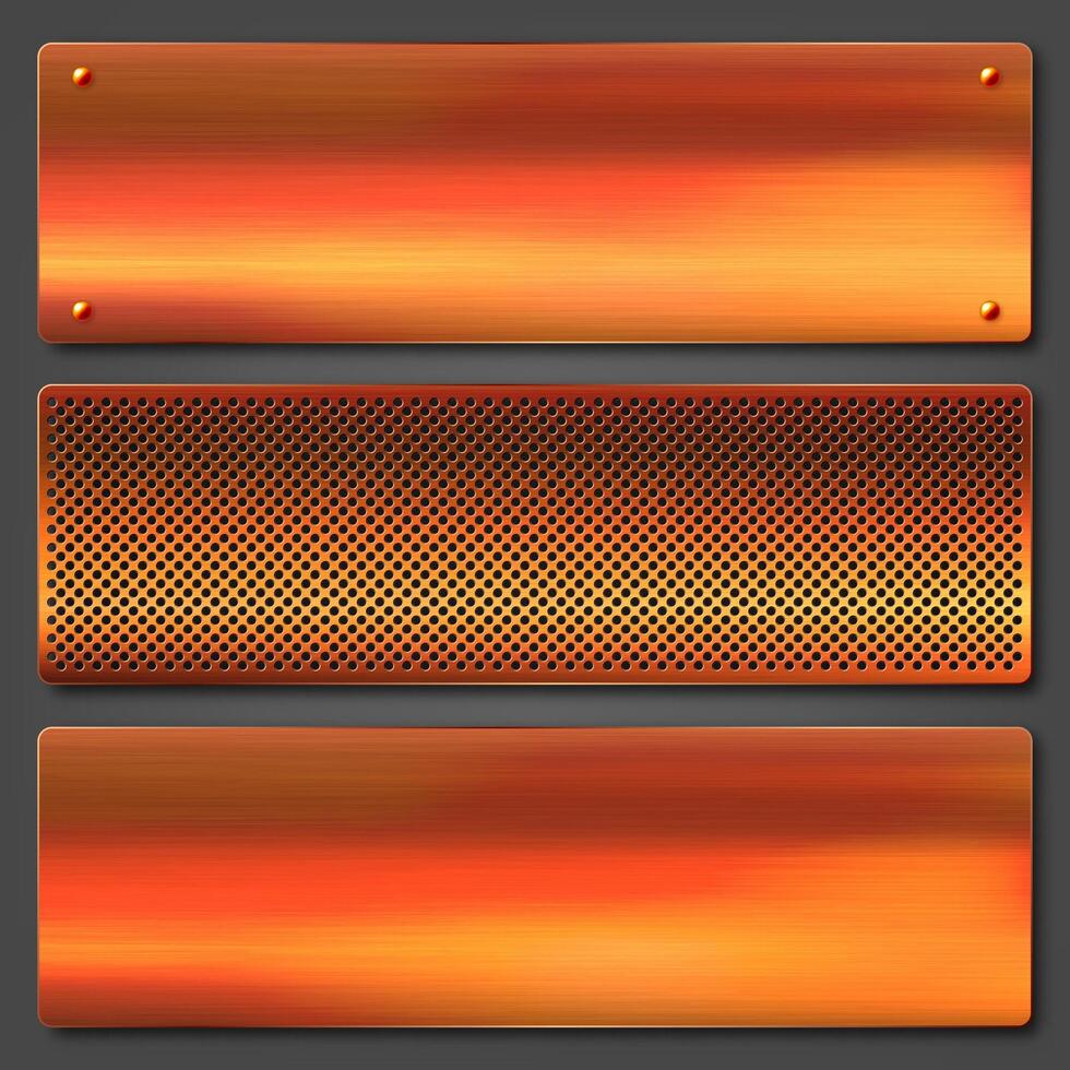 Metallic orange and gold backgrounds vector