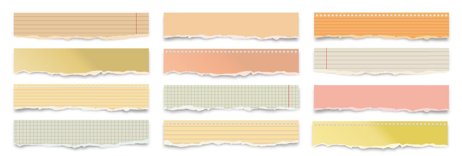Torn paper strips in various colors vector