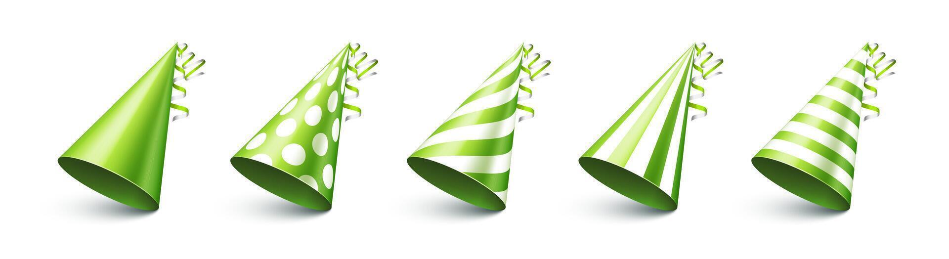 Party shiny hat with ribbon on white background. Holiday decoration. Birthday celebration. illustration. vector