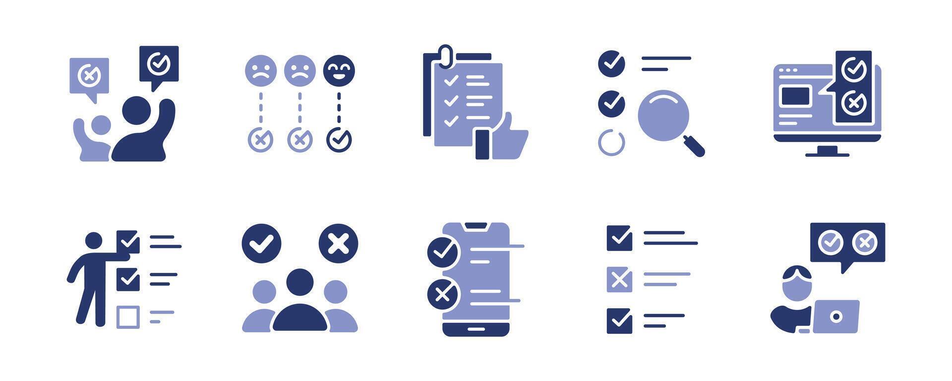 simple survey questionnaire checklist icon set business feedback multiple option solution task evaluation signs illustration for web and app vector