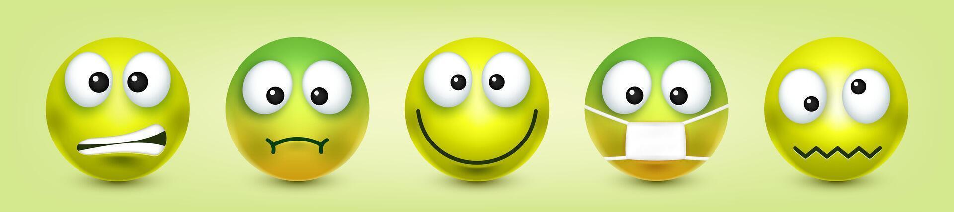 Emoji faces displaying various emotions vector