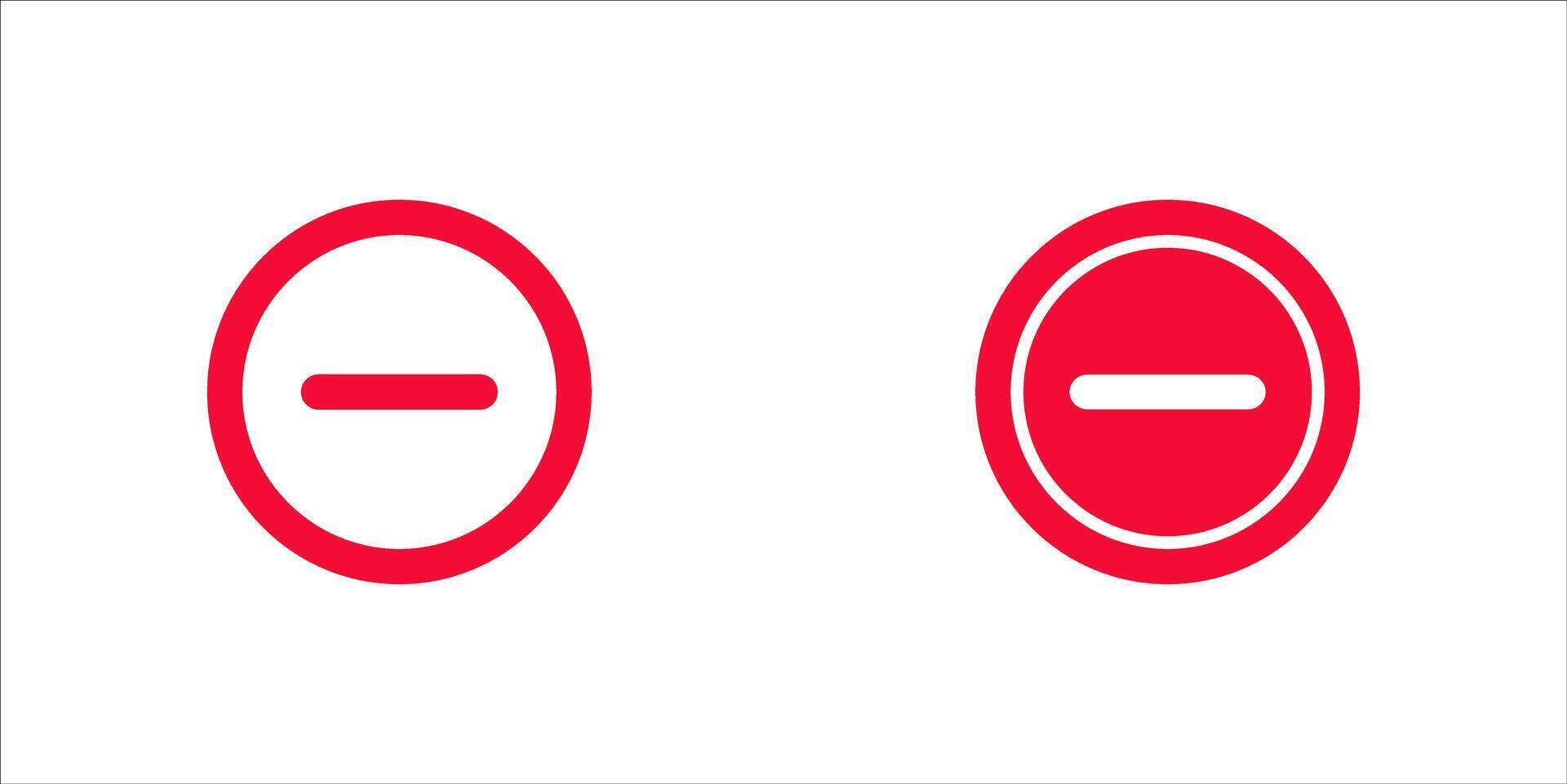 Minus icon Outline sign symbol set. vector