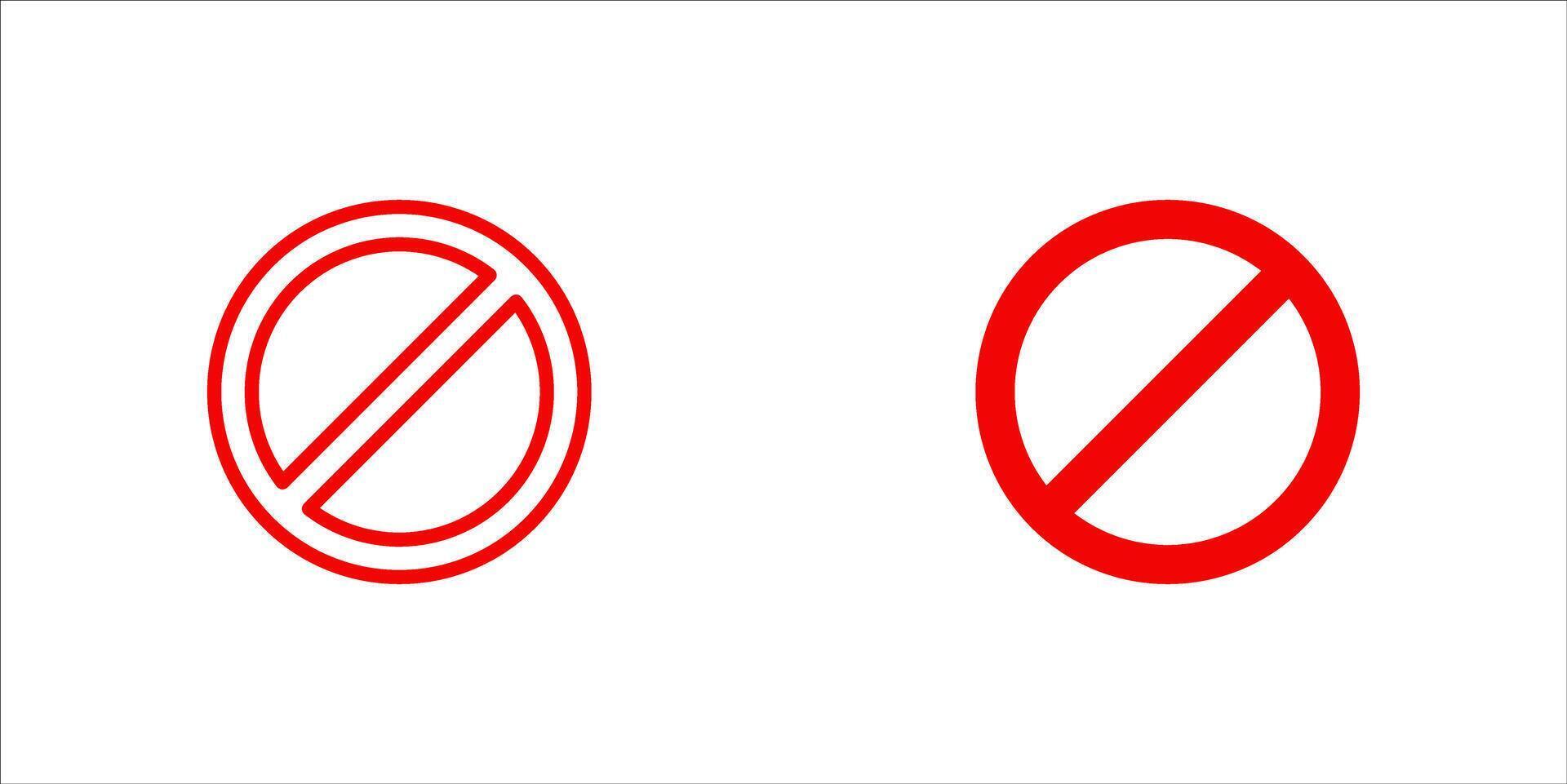 No sign isolated. Red no symbol. Circle red warning icon. Template for button or web applications. simple icon illustration. vector
