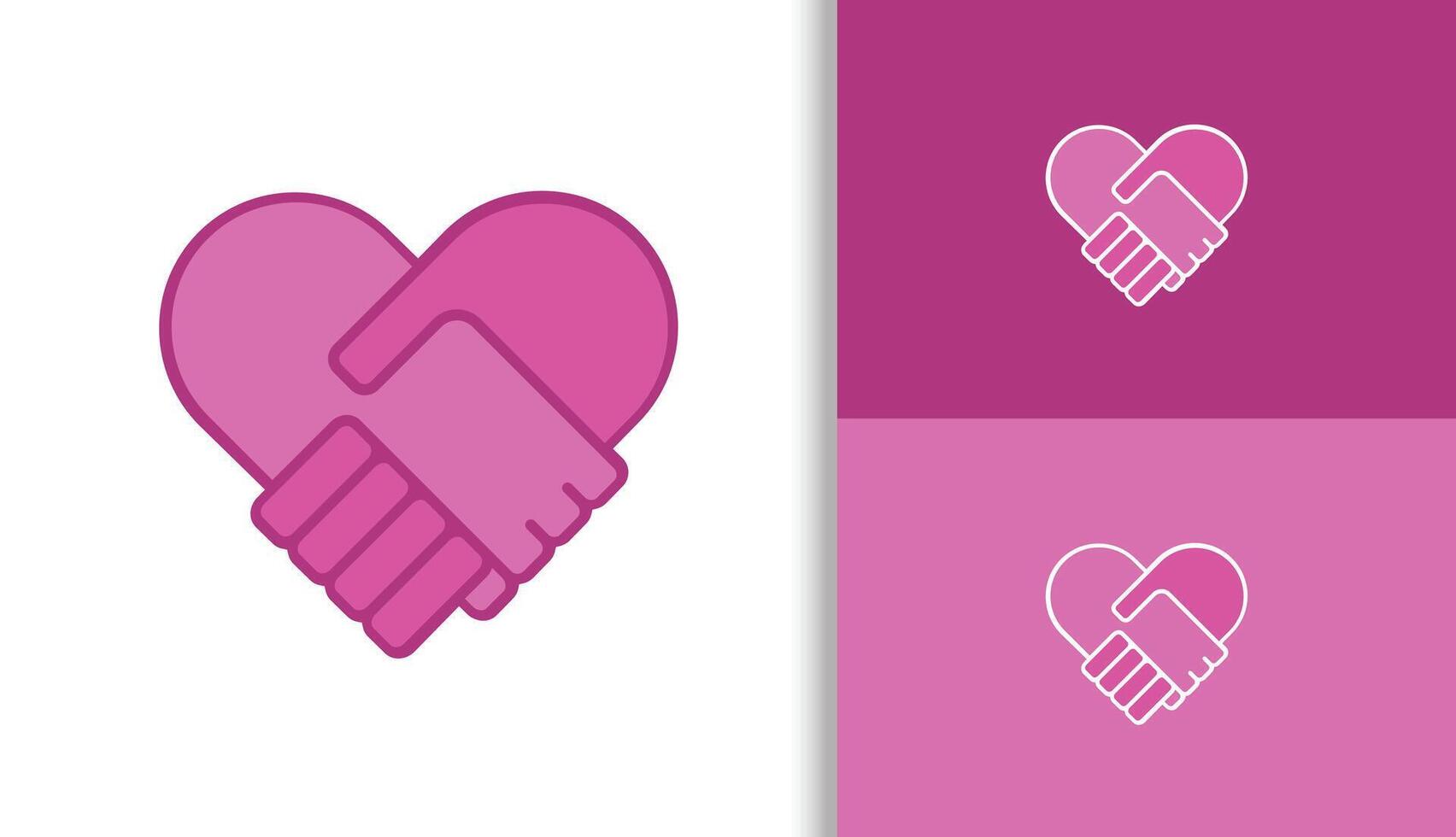 HANDSHAKE LOVE LOGO, HEART SHAPE LOGO vector