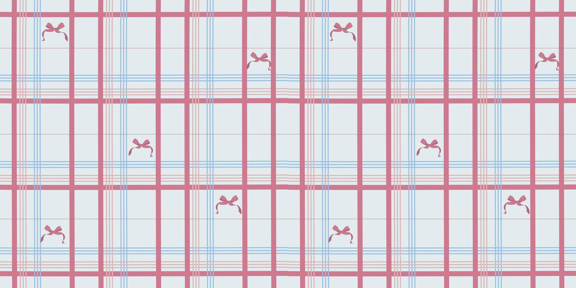 Cute Pink Grid Line Pattern and Coquette in a Seamless Pattern vector