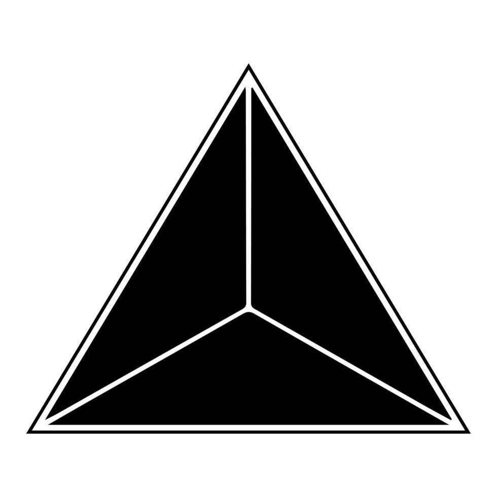 A black and white triangle with a white outline vector