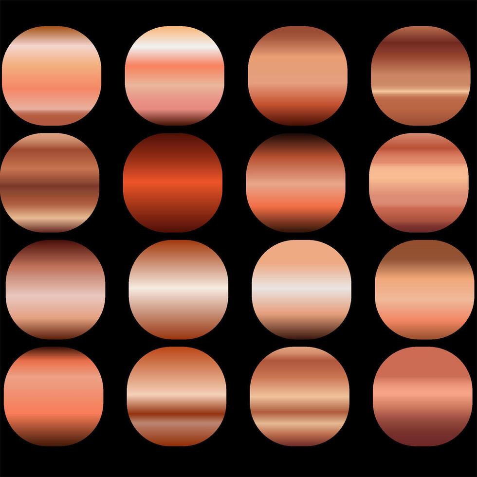 Collection of bronze metallic gradient illustration. Elegant collection of bronze gradients. vector