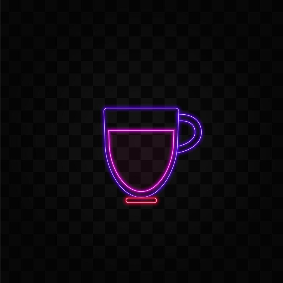 Coffee cup icon. ceramic cup of hot tea or coffee drink. neon. vector