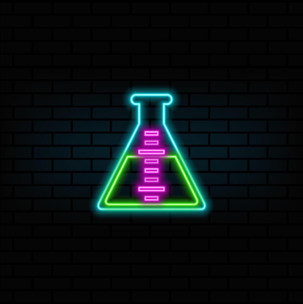 liquid inside flask showing lab experiment concept. neon style. vector