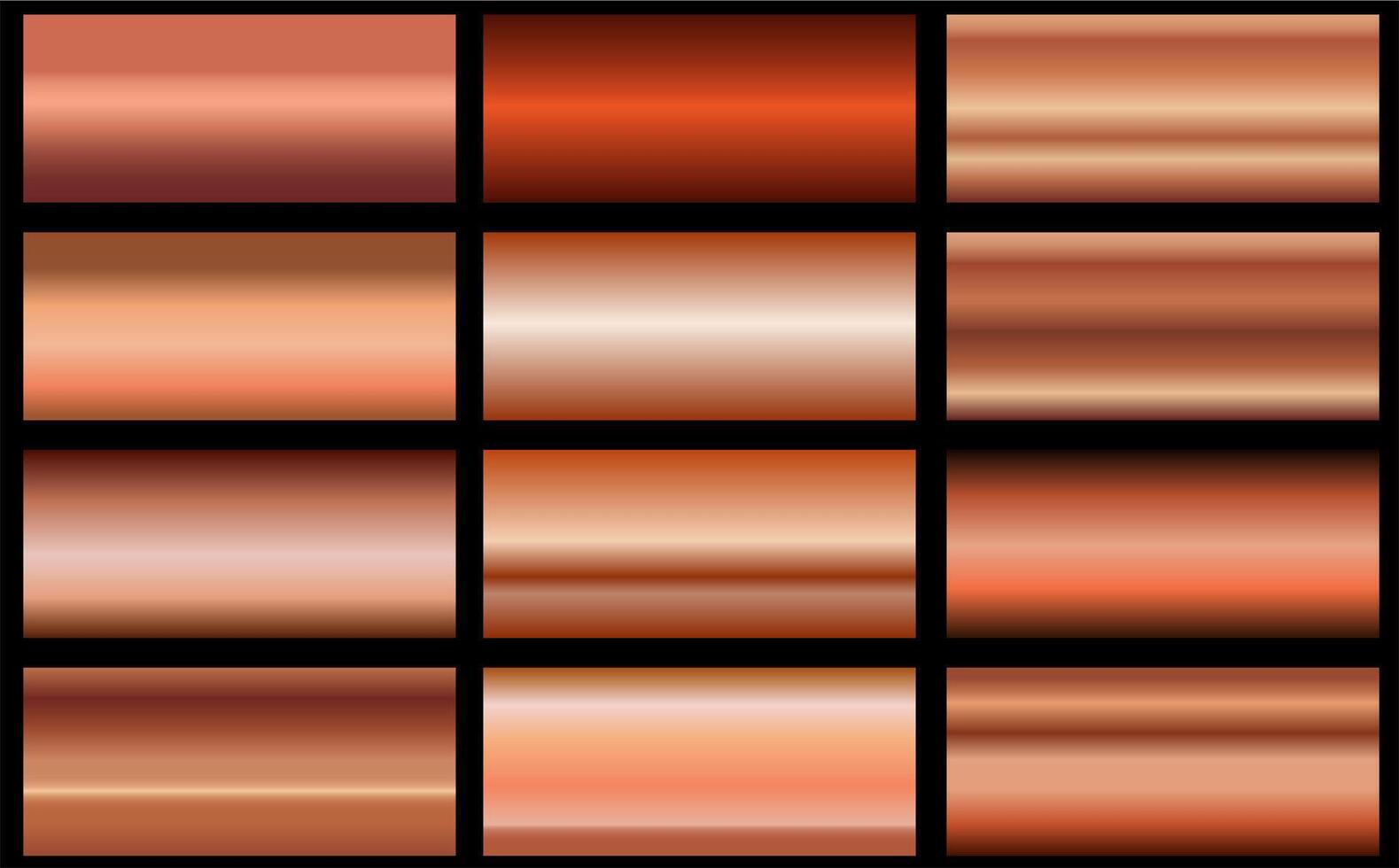 Bronze gradients set. Metallic bronze gradients. Elegant collection of bronze gradients.. Elegant collection of bronze gradients. vector
