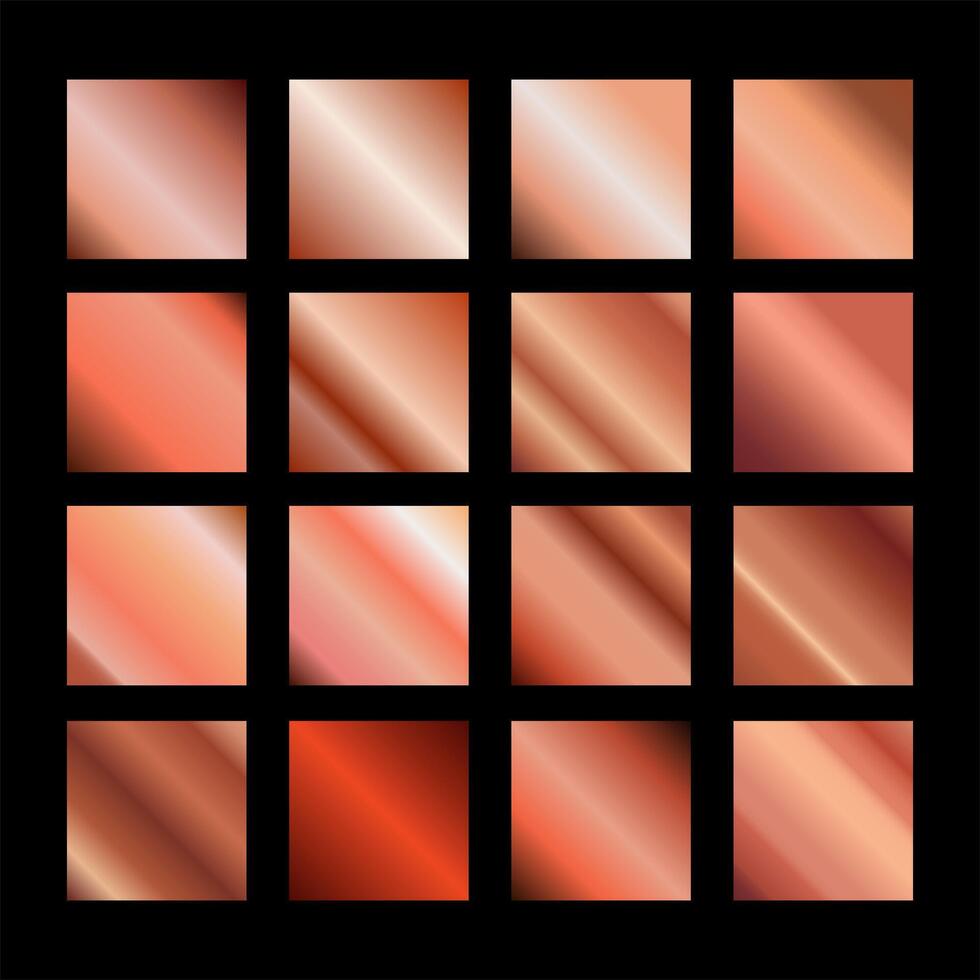 bronze gradients. Metallic bronze gradients. Elegant collection of bronze gradients. vector