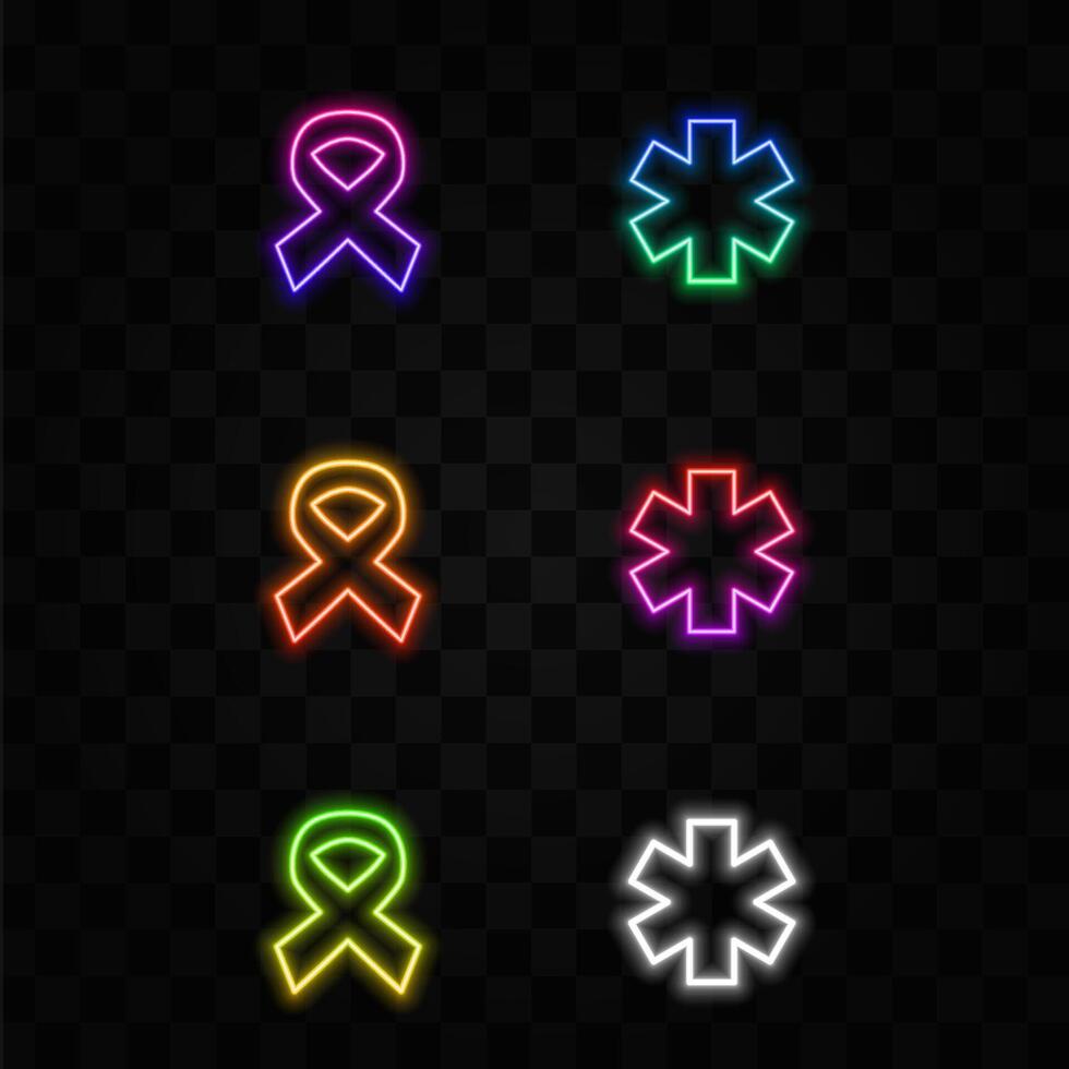 star of life medical sign icon. neon style.hospital ambulance star style pictogram vector