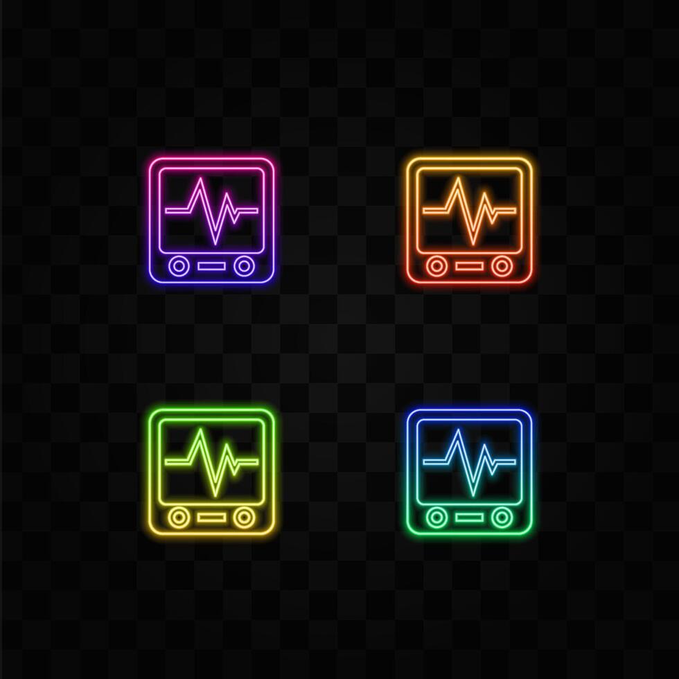 cardiogram device icon. neon style. vector