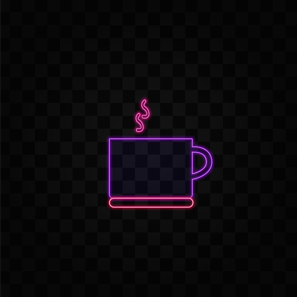 Coffee and tea icon set. neon style. Coffee cup icon. ceramic cup of hot tea or coffee drink neon. vector