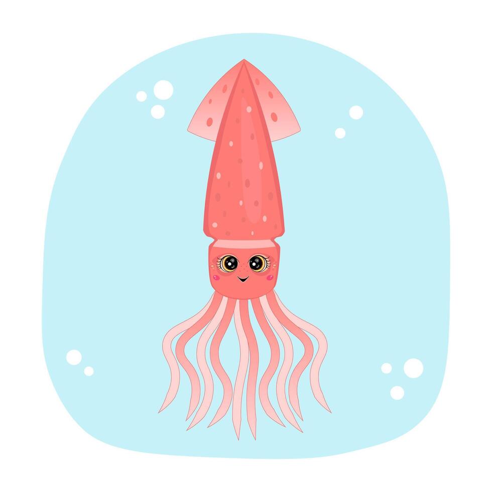 cute squid character. Illustration for printing, backgrounds, covers and packaging. Image can be used for greeting cards, posters, stickers and textile. Isolated on white background. vector