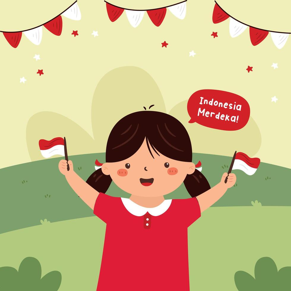 Hand Drawn Indonesia Independence Day Celebration Illustration vector