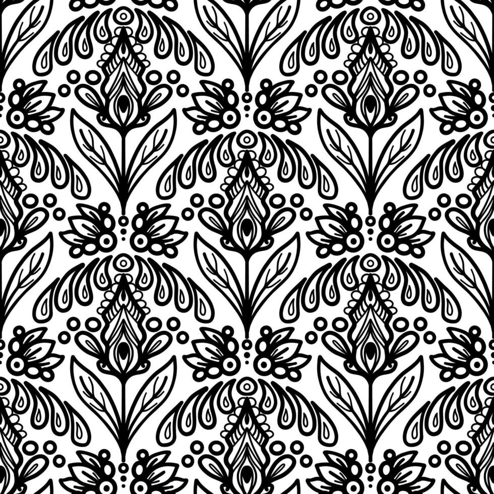 250618 line floral scribble seamless background vector