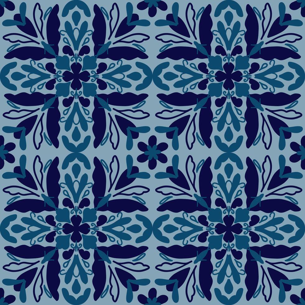 250607 blue tone floral scribble seamless background vector