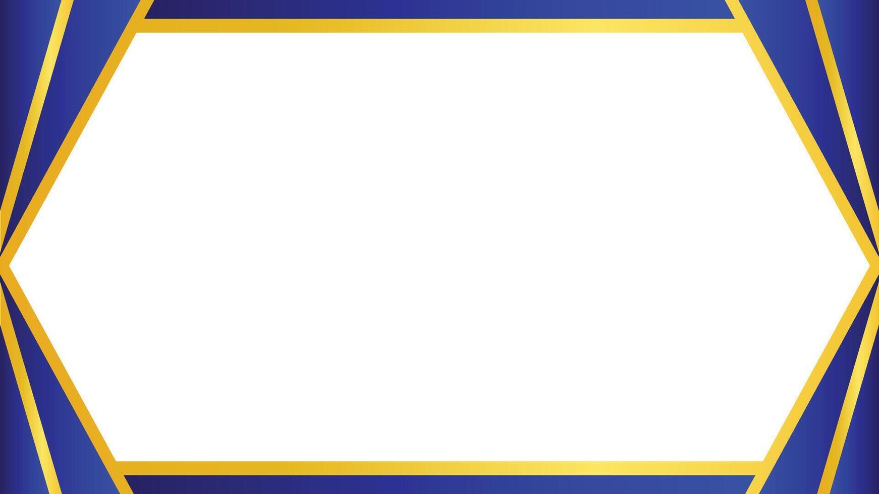 Abstract Blue and Gold Geometric Border with White Center for Text vector