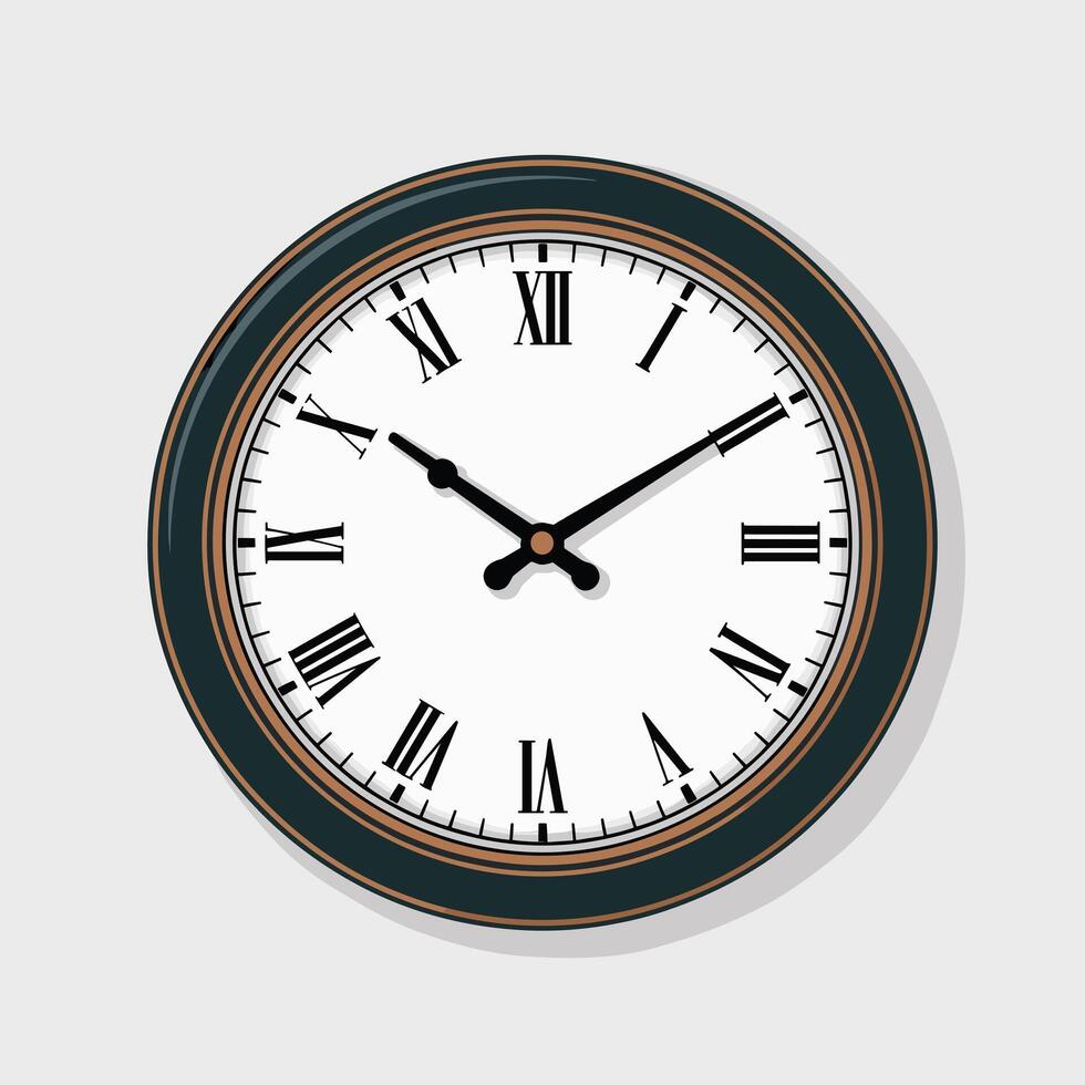 Flat Illustration of a Wall Clock with Framed Artwork vector
