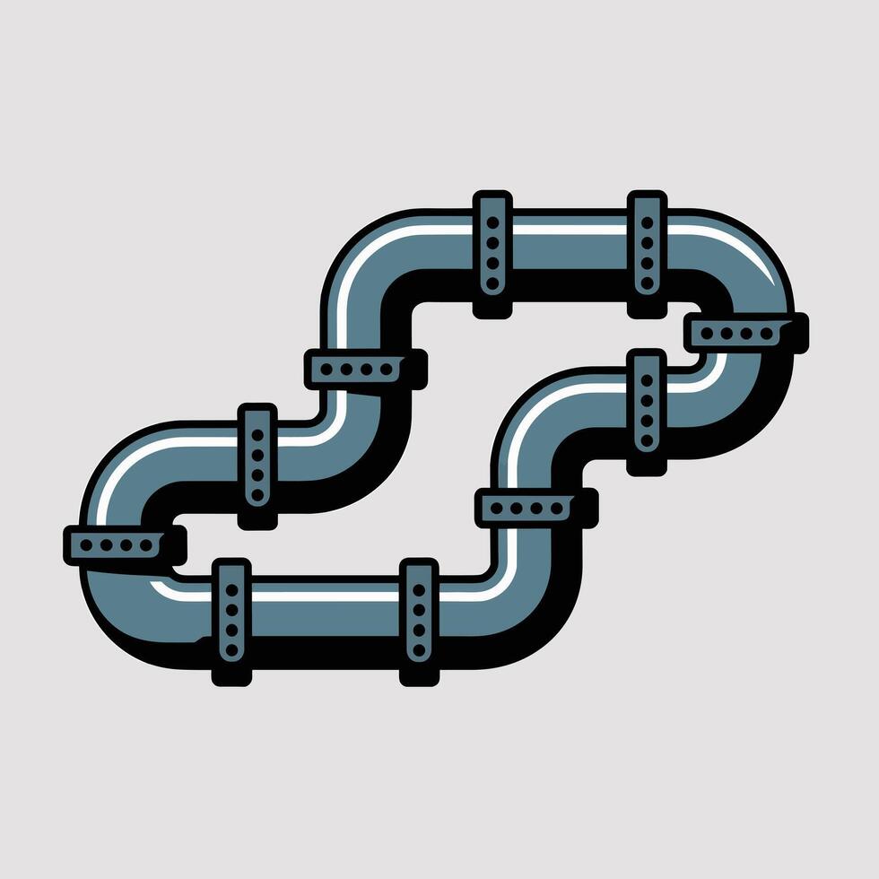 Complex Flat-Style Illustration of Metal Pipes vector
