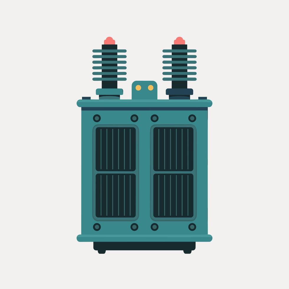 Flat-Style Electrical Transformer with Cables and Coils vector