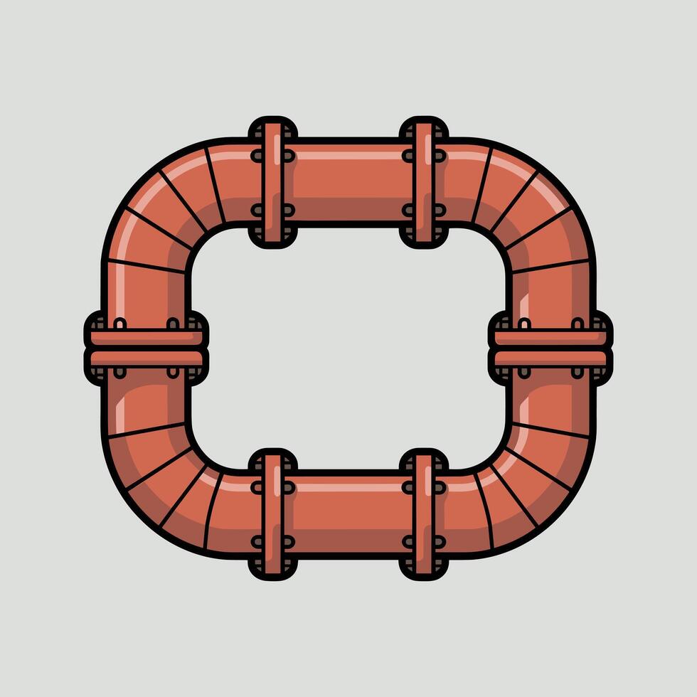 Stylized Pipe System with Valves and Connectors vector