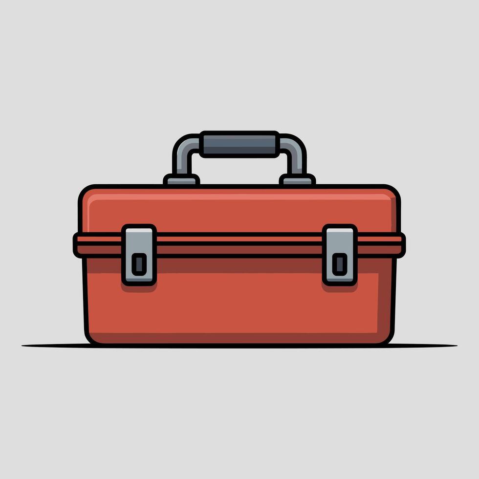 Flat Illustration of a Closed Metal Toolbox vector