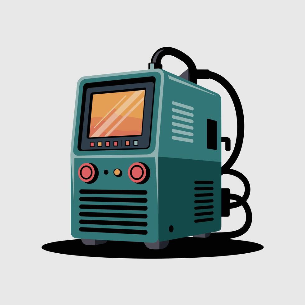 Modern Welding Machine with Cables and Torch vector