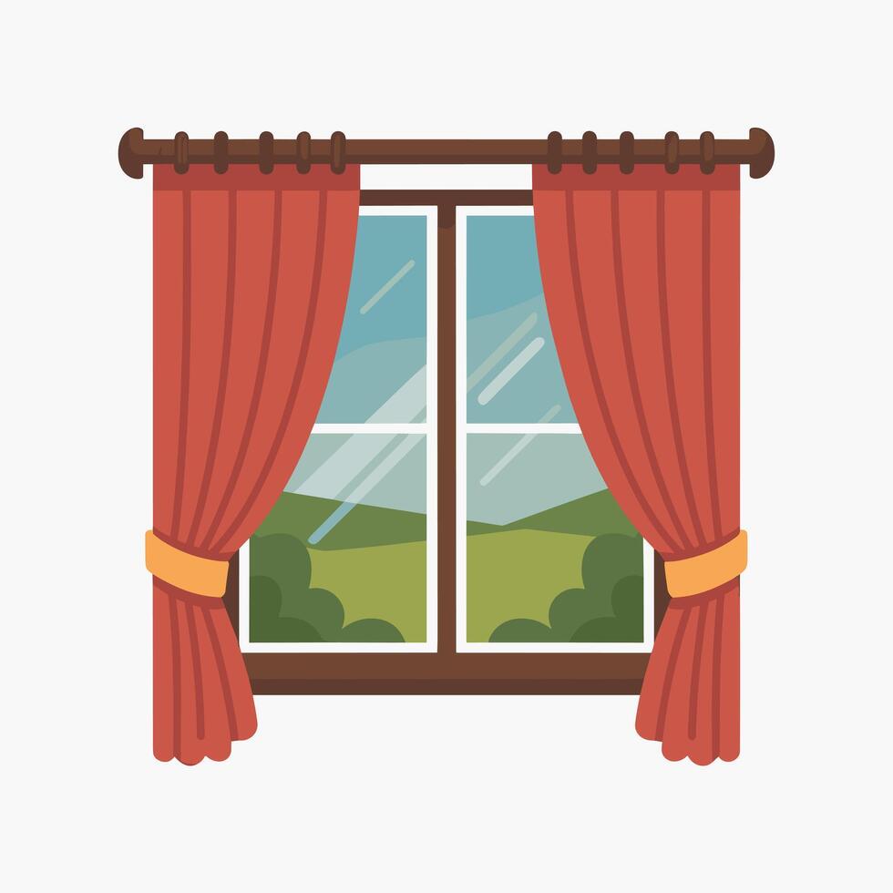 Flat Illustration of Curtains Framing a Window ViewFlat Illustration of a Coffee Table with Two Mugs vector