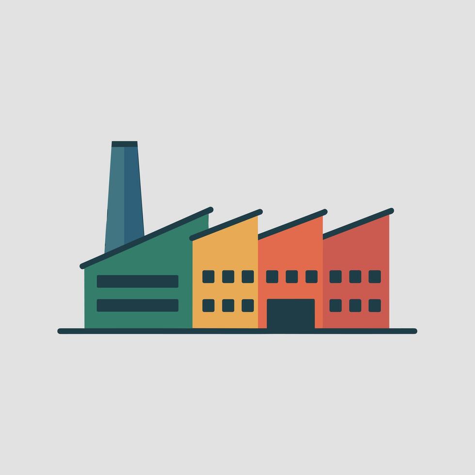 Industrial Facility Illustration with Bold Shapes vector