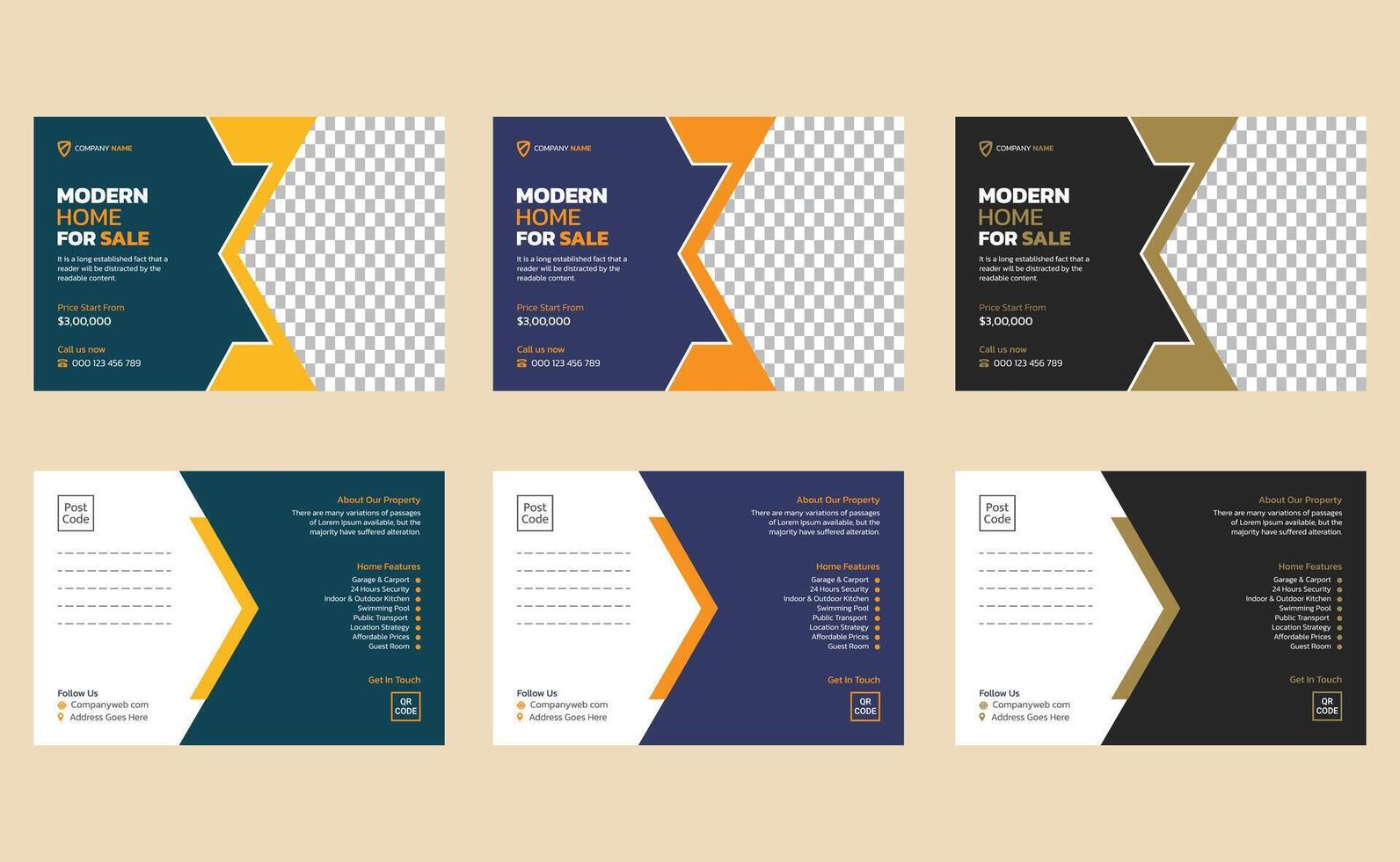 Editable clean modern elegant creative company corporate business construction home house building property real estate postcard design template. vector