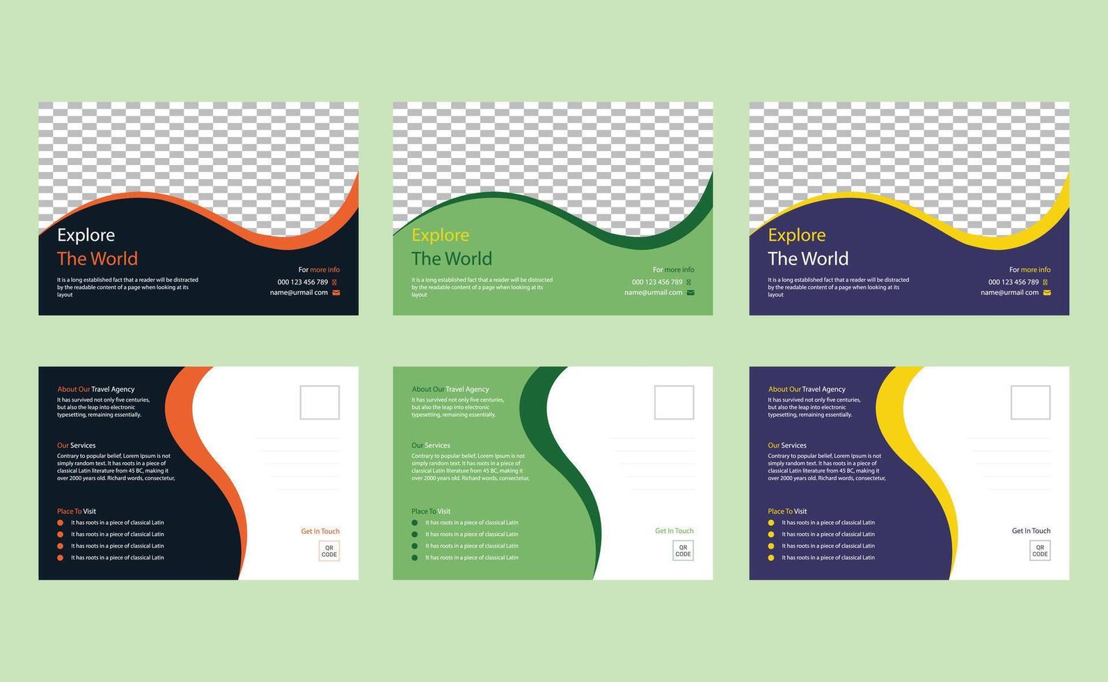 Editable modern creative company business travel tours holiday vacation postcard design template. vector